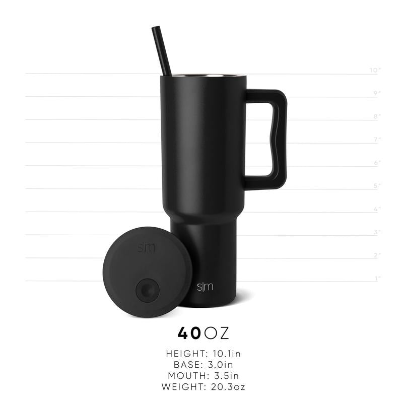 Simple Modern 40Oz Trek Tumbler with Handle and Straw Lid - Vacuum Insulated Stainless Steel, Reusable, Cupholder Friendly