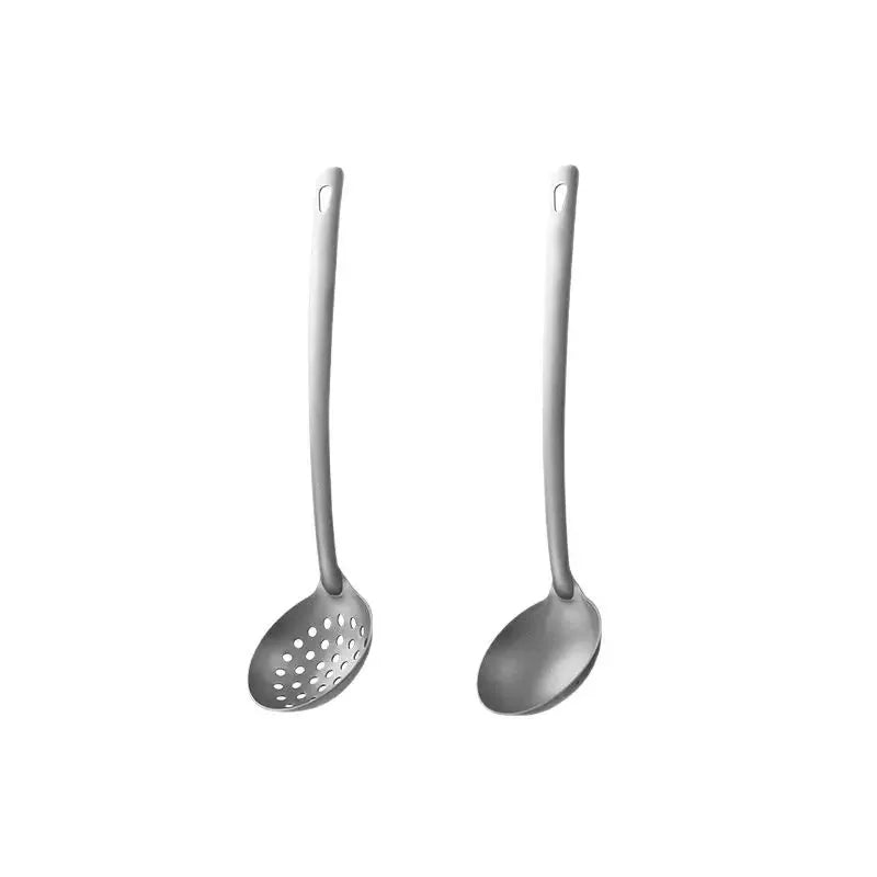 Outdoor Long Handle Titanium Soup Ladle Skimmer Kits Slotted Spoon Food Strainer Serving Colander Hot Pot Tableware Lightweight