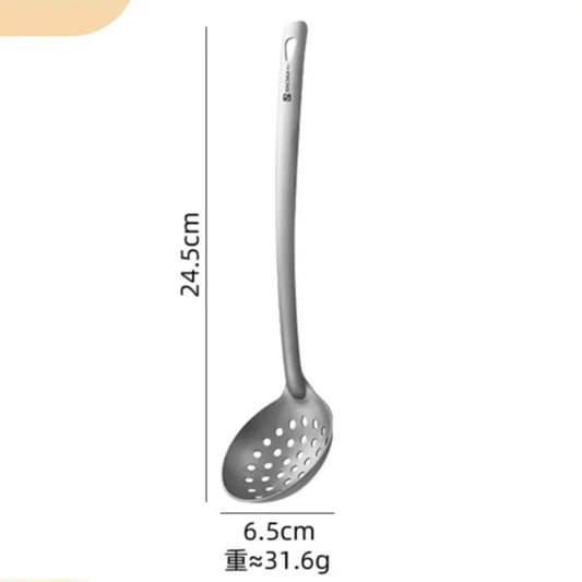 Outdoor Long Handle Titanium Soup Ladle Skimmer Kits Slotted Spoon Food Strainer Serving Colander Hot Pot Tableware Lightweight