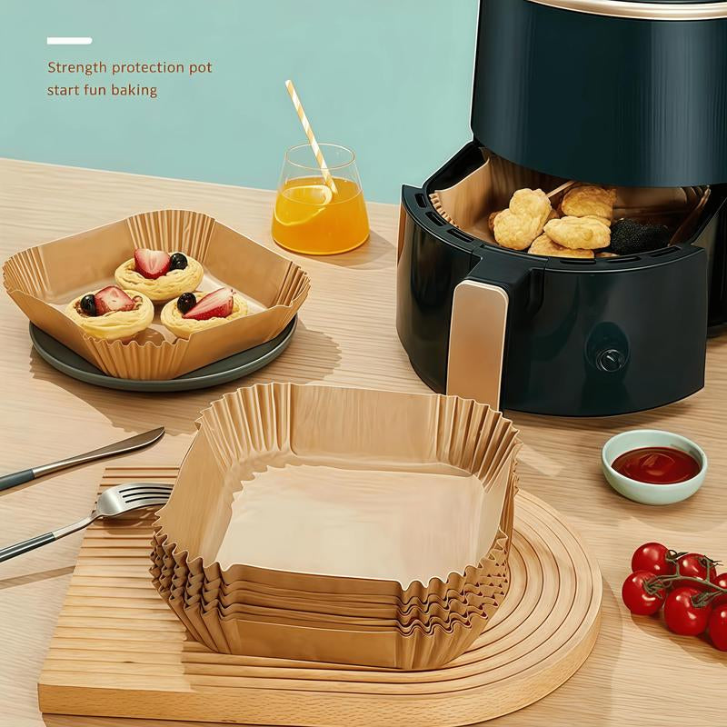 100Pcs Parchment Paper,Air Fryer Paper Liners, Air Fryer Liners Disposable for Microwave, Non-Stick Air Fryer Liner Square Free of Bleach (6.7IN)